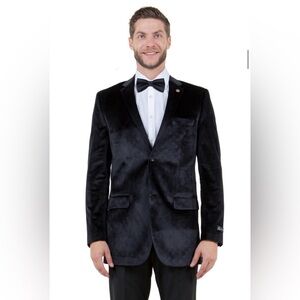 Elegant Black Velvet Men's Blazer 40L